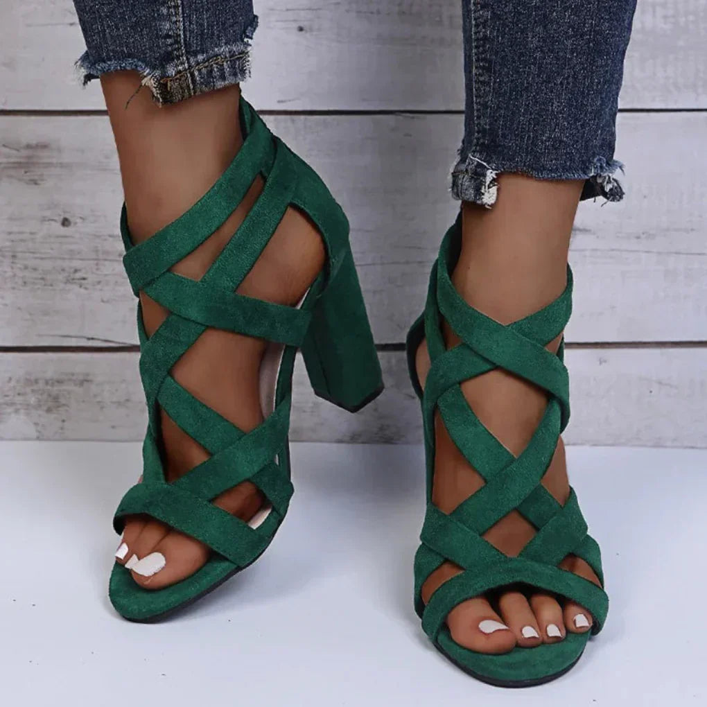 Women's Strappy Block Heel Sandals Open Toe Image