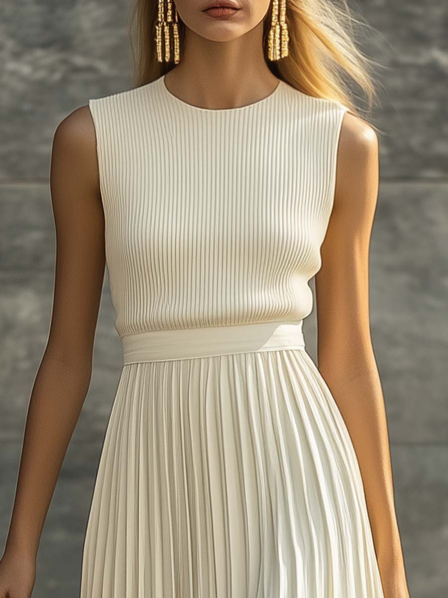 Sophia | Maxi Dress Sleeveless Knit Pleated Chiffon Image