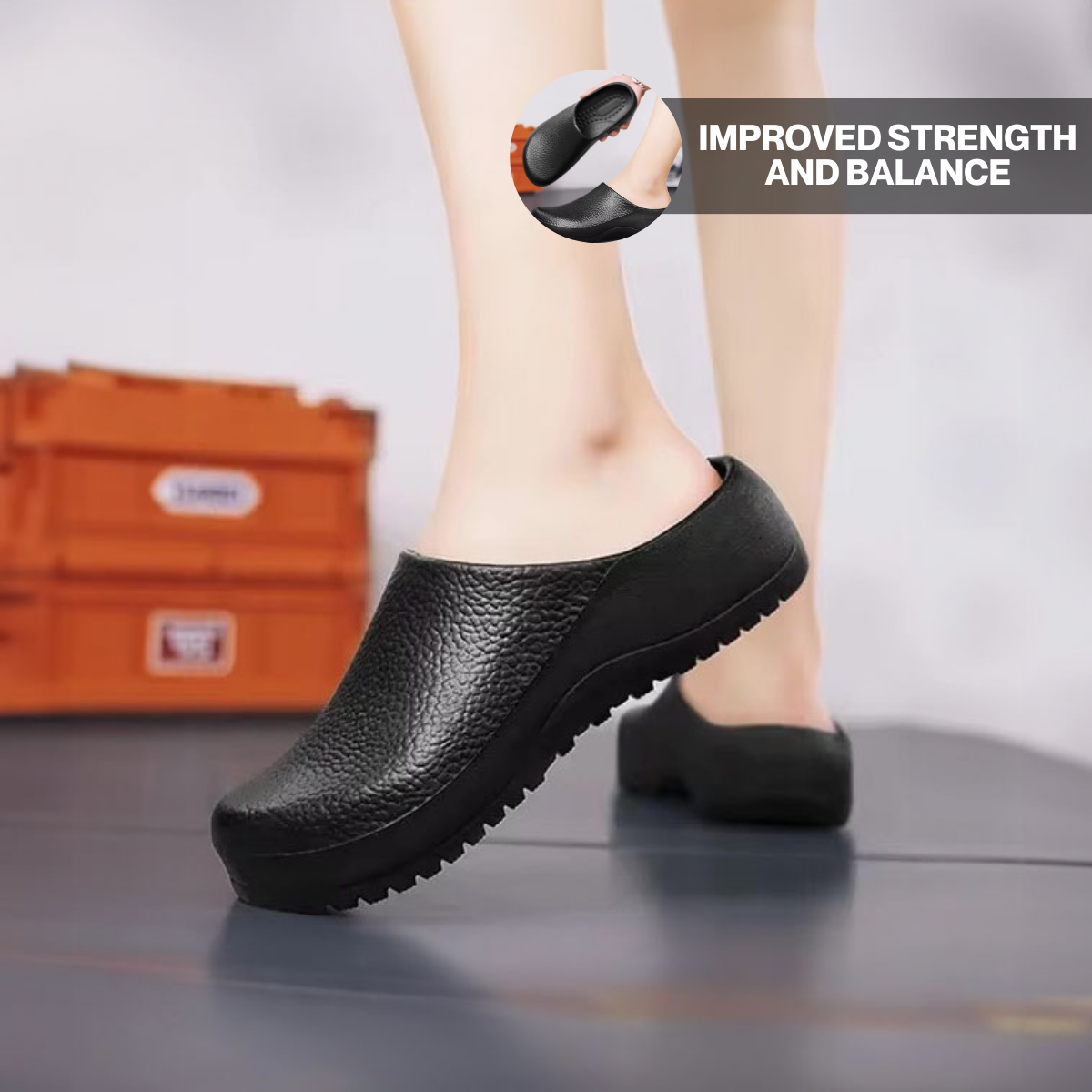 Open Back Clog Mules, Pebble-Textured Work Finish Image
