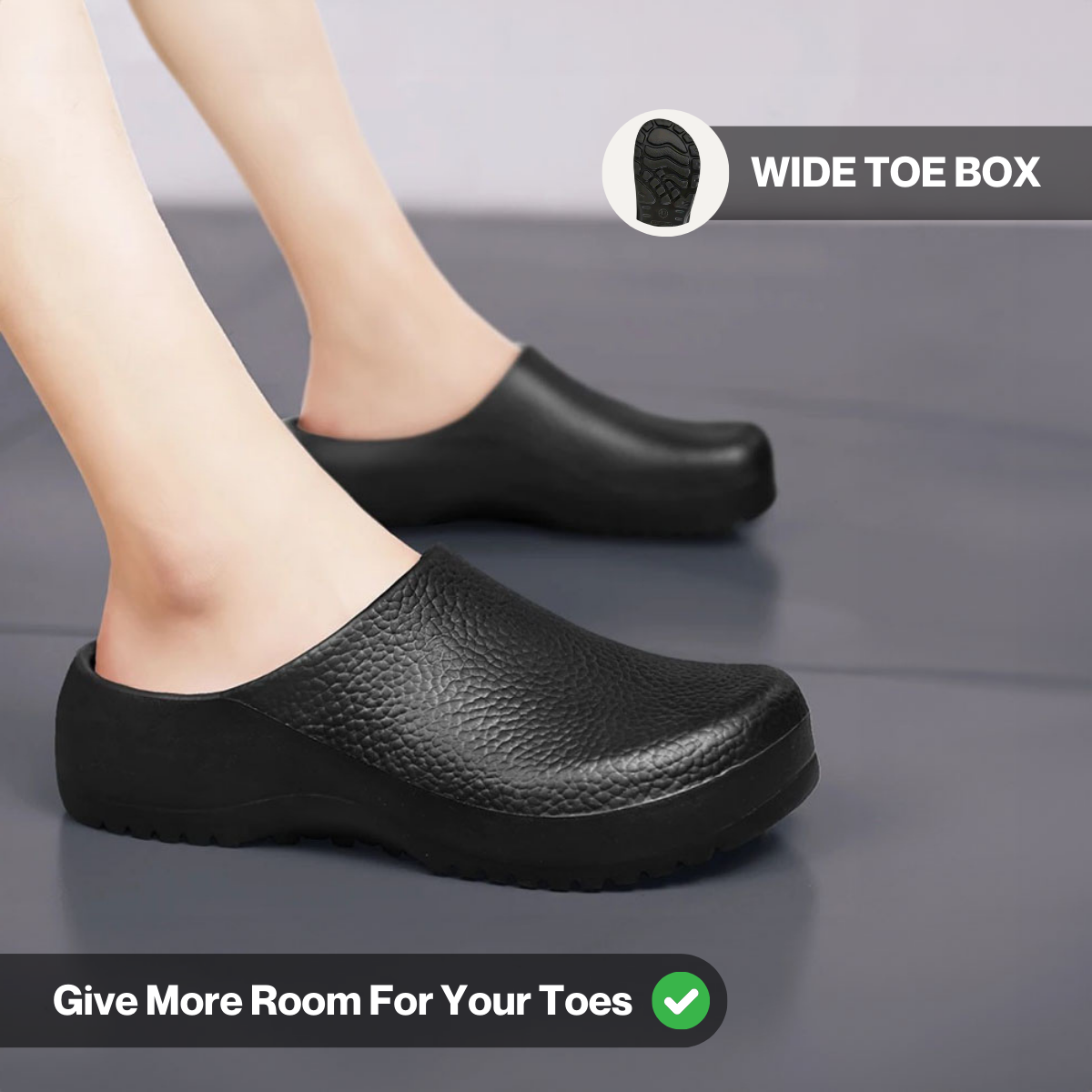 Open Back Clog Mules, Pebble-Textured Work Finish