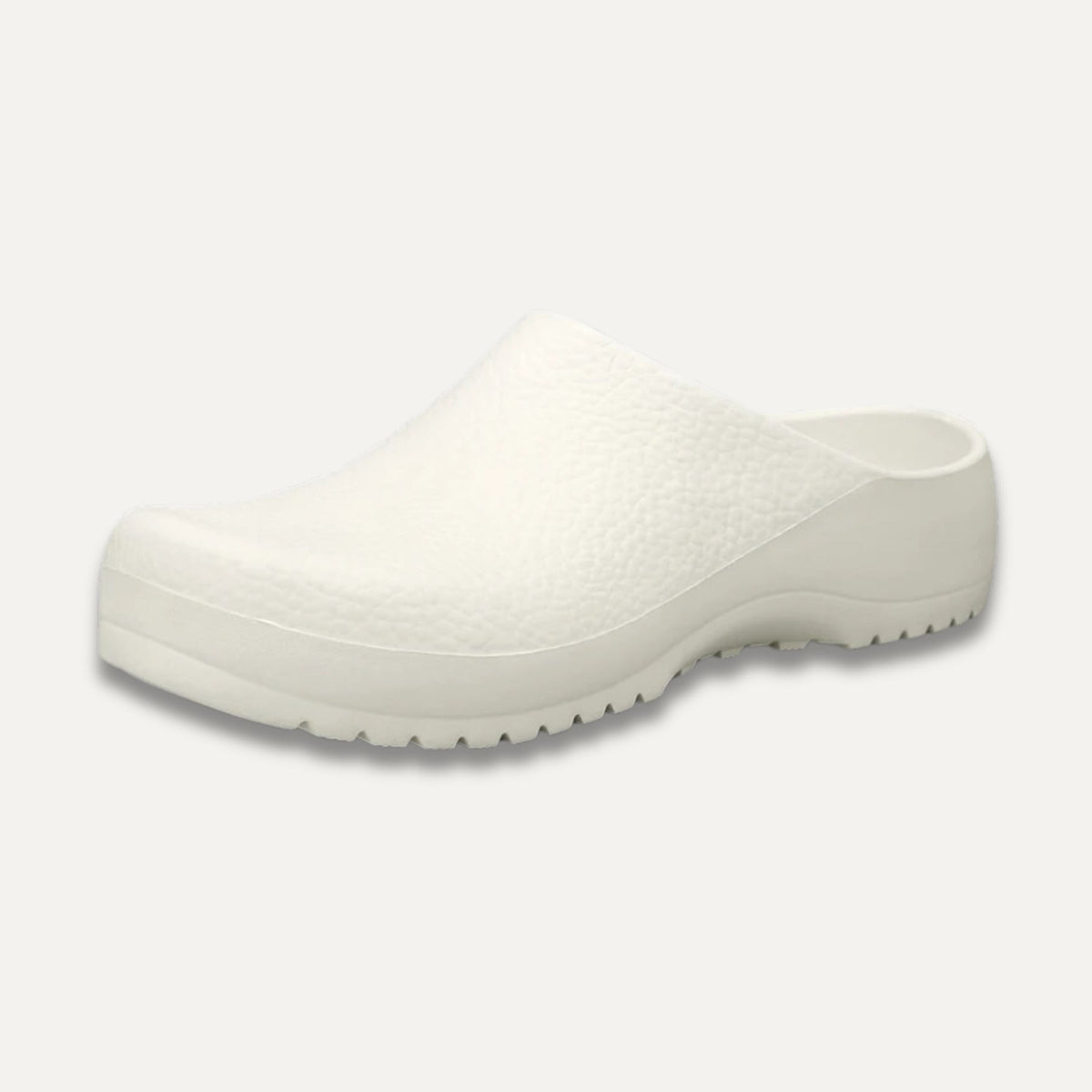 Open Back Clog Mules, Pebble-Textured Work Finish, White