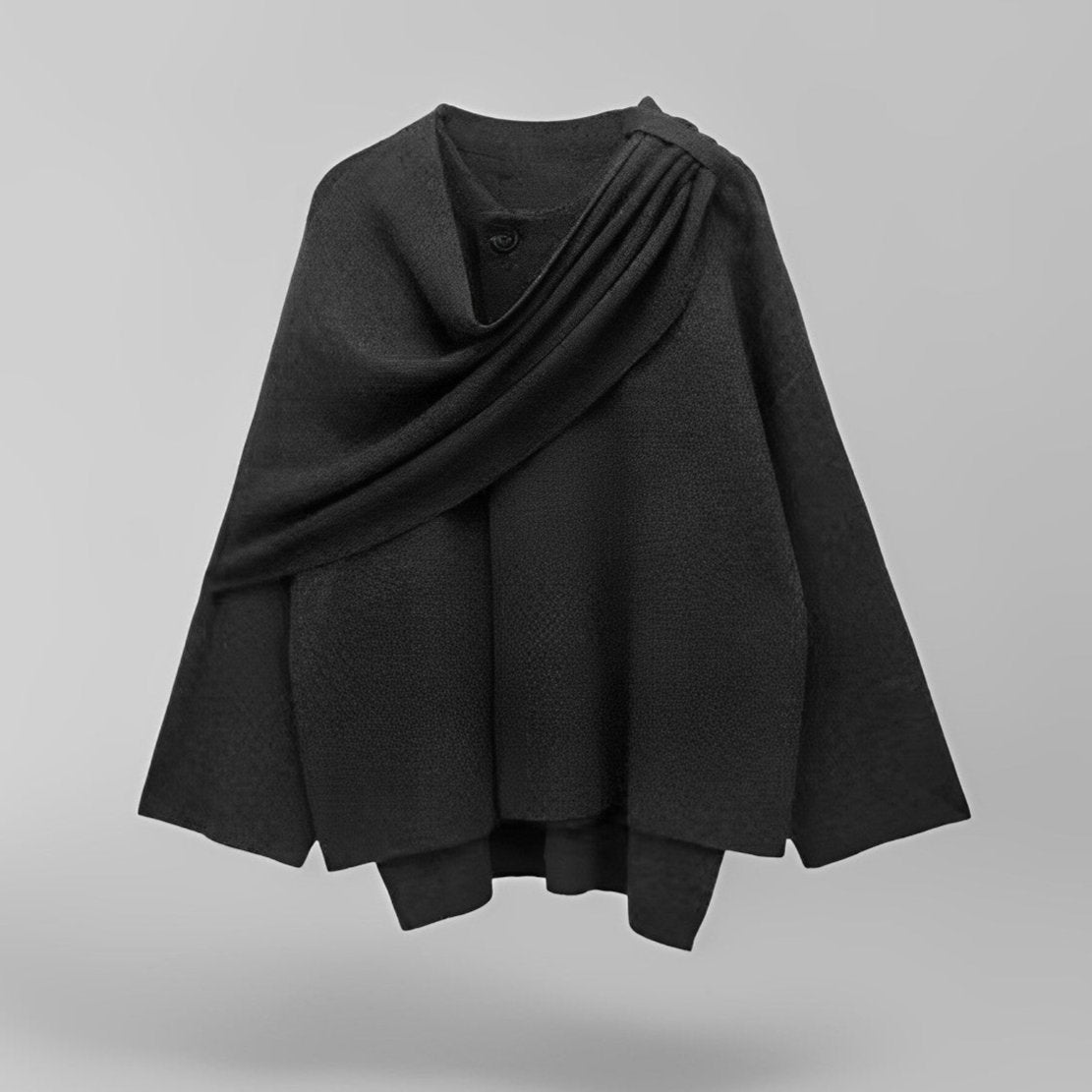 Women's Oversized Cape Coat with Textured Finish Image
