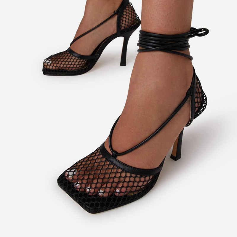 Women's Lace-Up High Heel Sandals with Open Toe Image