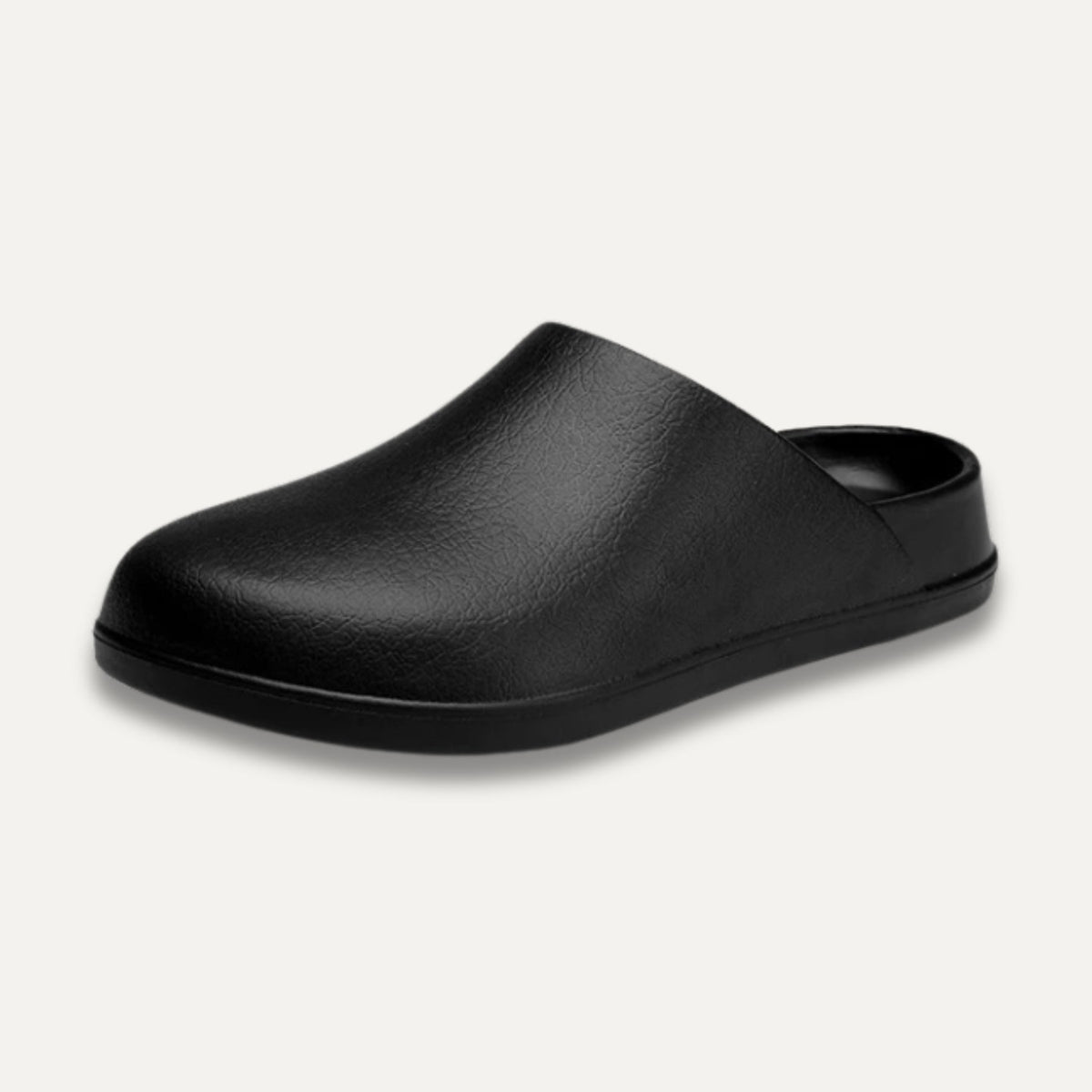 Smooth Slip-On Clog Mules, Minimal Rounded Toe, Black