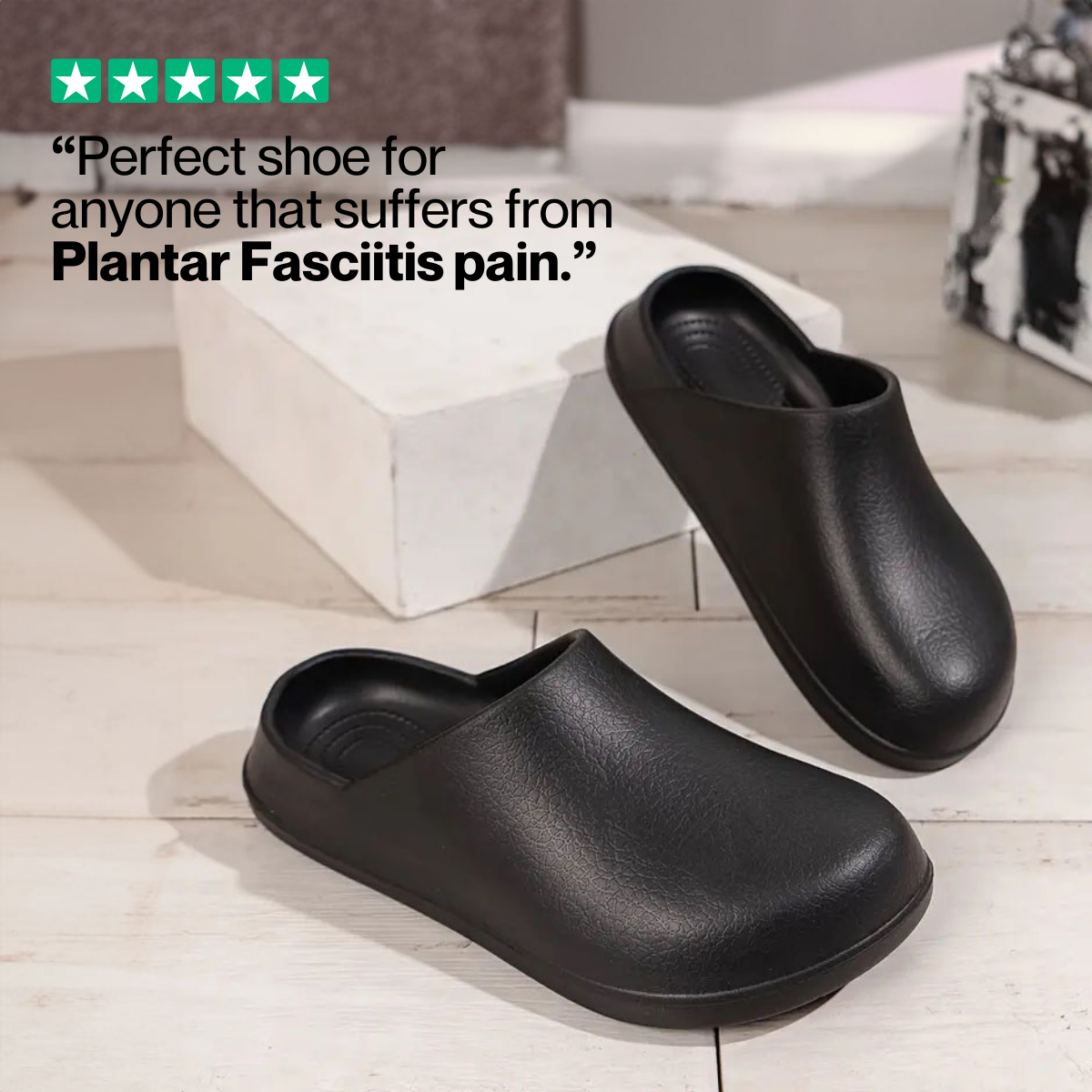 Smooth Slip-On Clog Mules, Minimal Rounded Toe