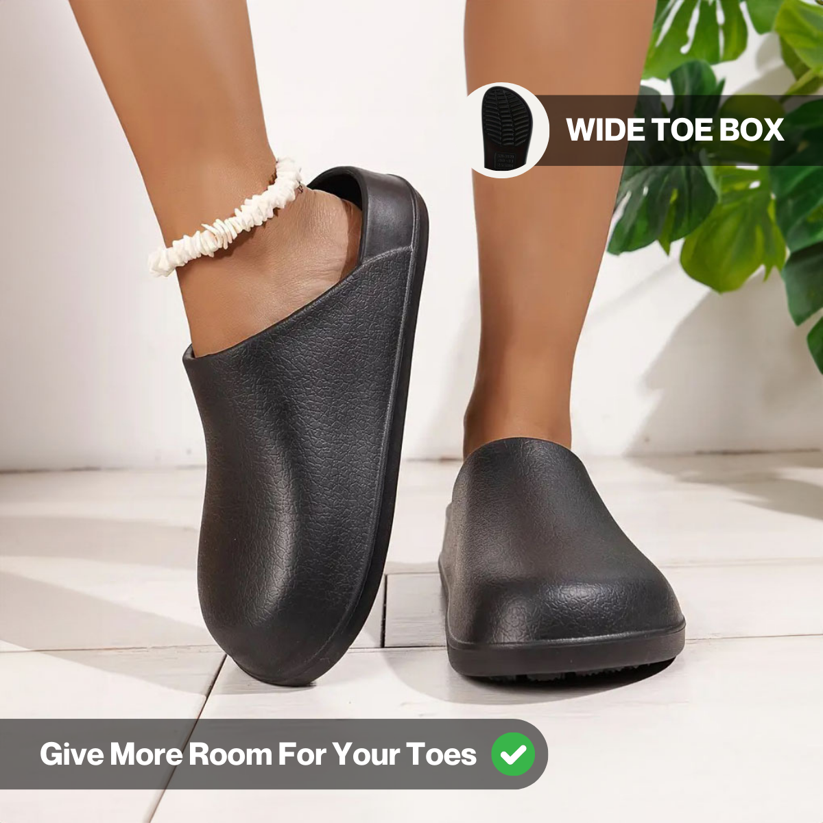Smooth Slip-On Clog Mules, Minimal Rounded Toe