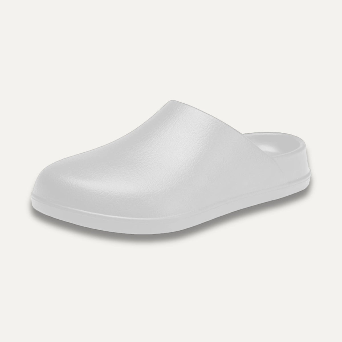 Smooth Slip-On Clog Mules, Minimal Rounded Toe, White