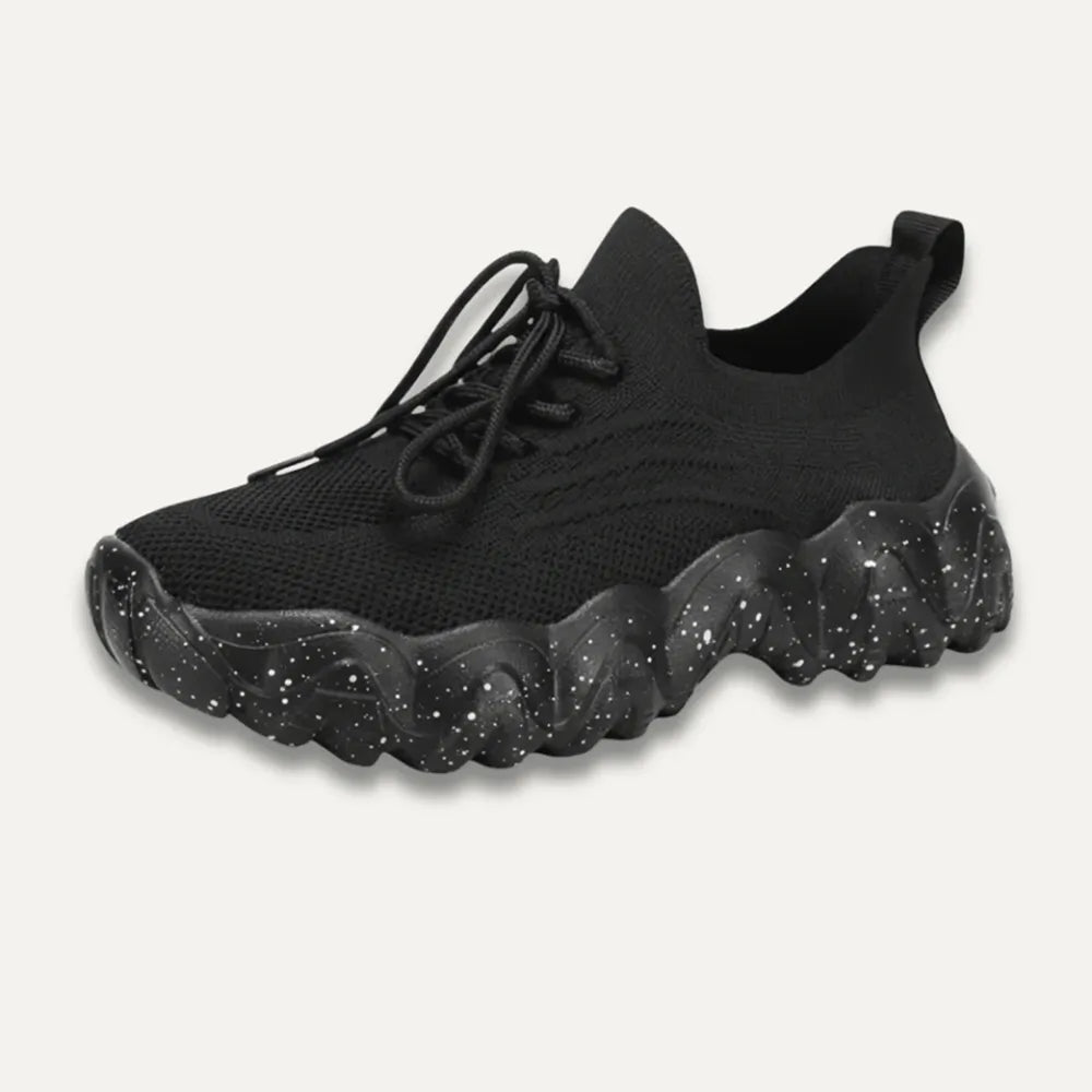 Sock-Knit Walking Trainers with Wide Toe Box, Black