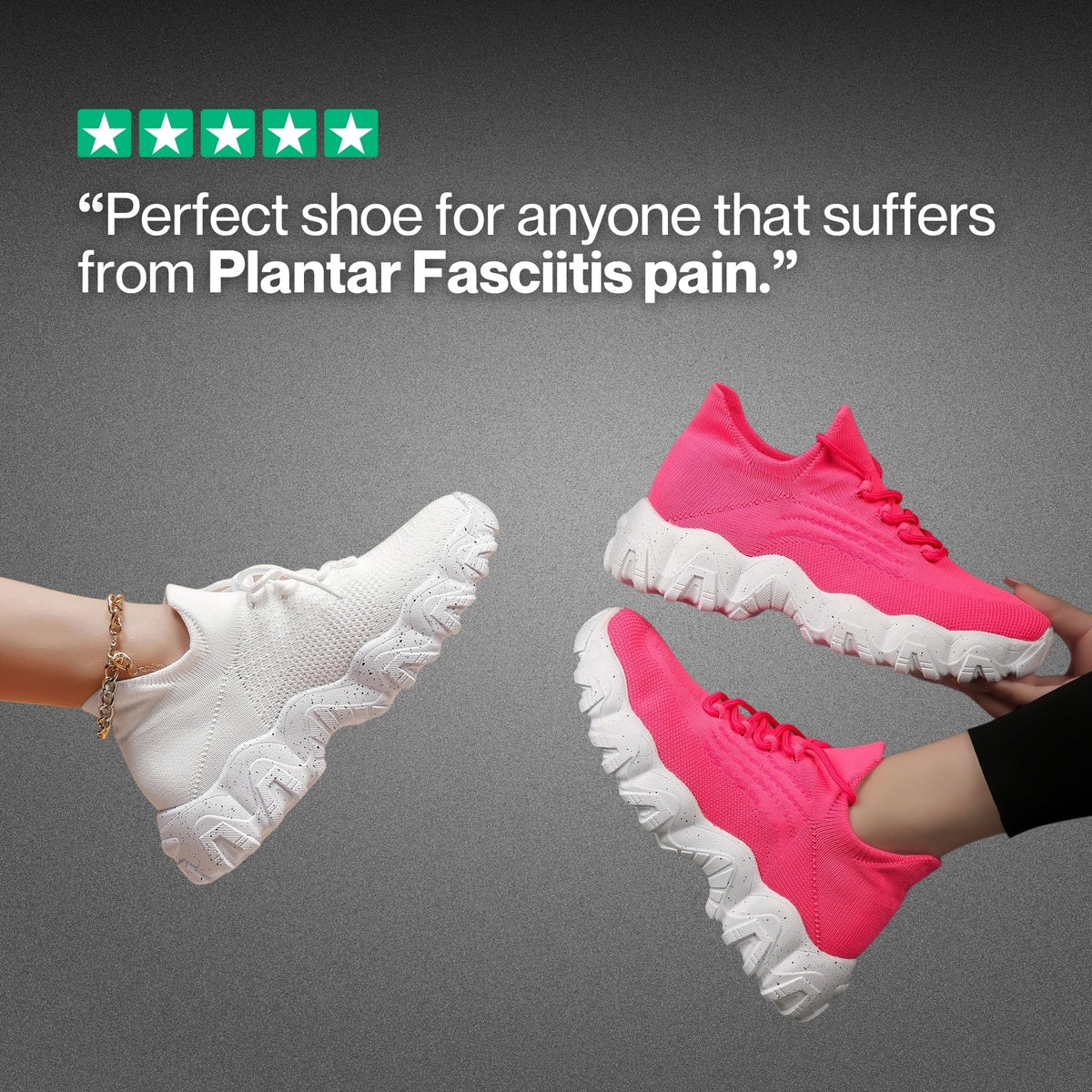 Sock-Knit Walking Trainers with Wide Toe Box Image