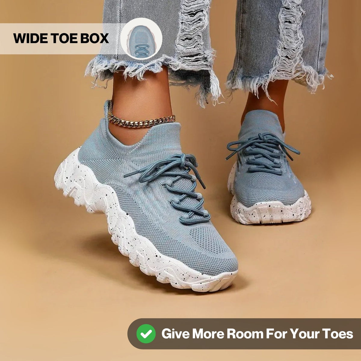 Sock-Knit Walking Trainers with Wide Toe Box