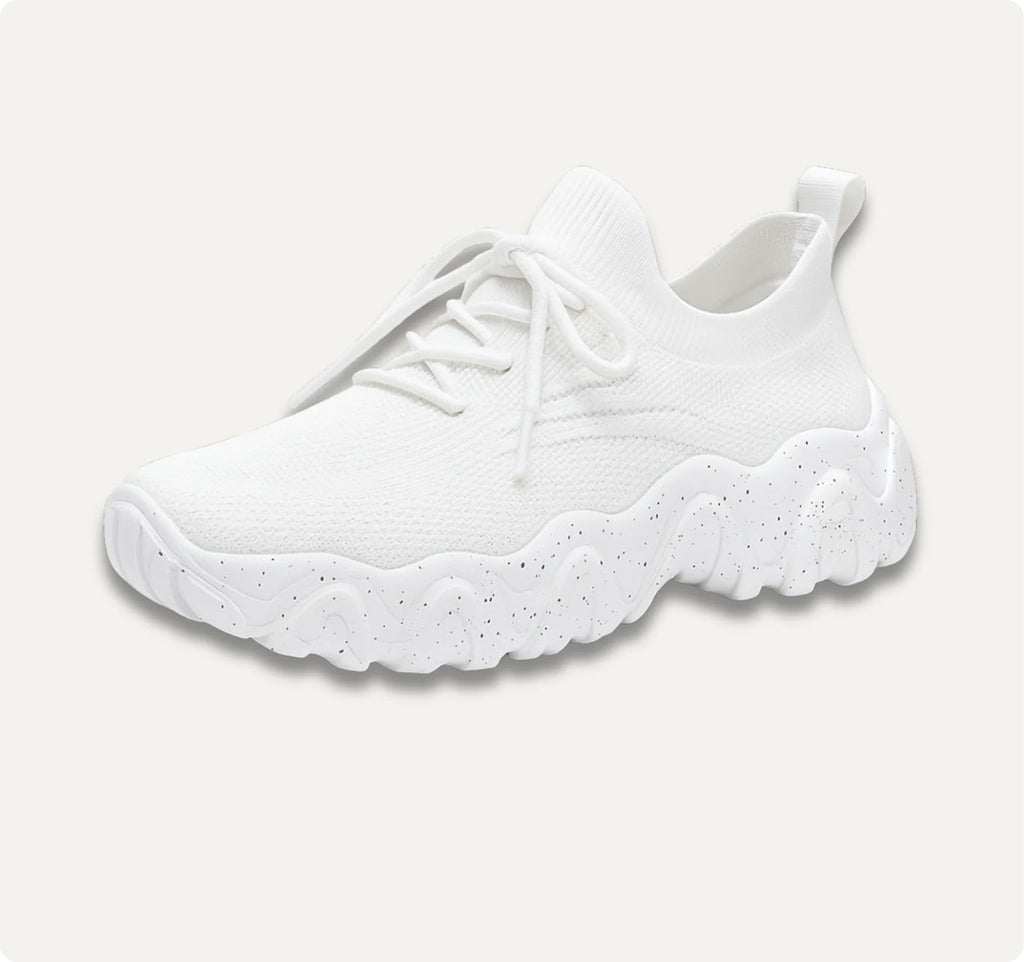 Sock-Knit Walking Trainers with Wide Toe Box, White