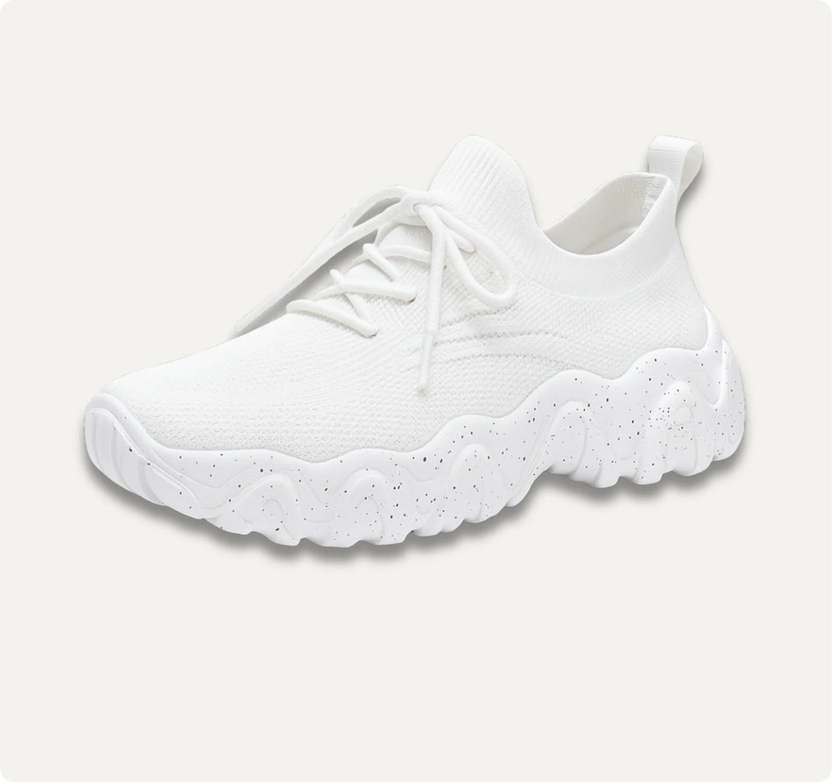 Sock-Knit Walking Trainers with Wide Toe Box, White