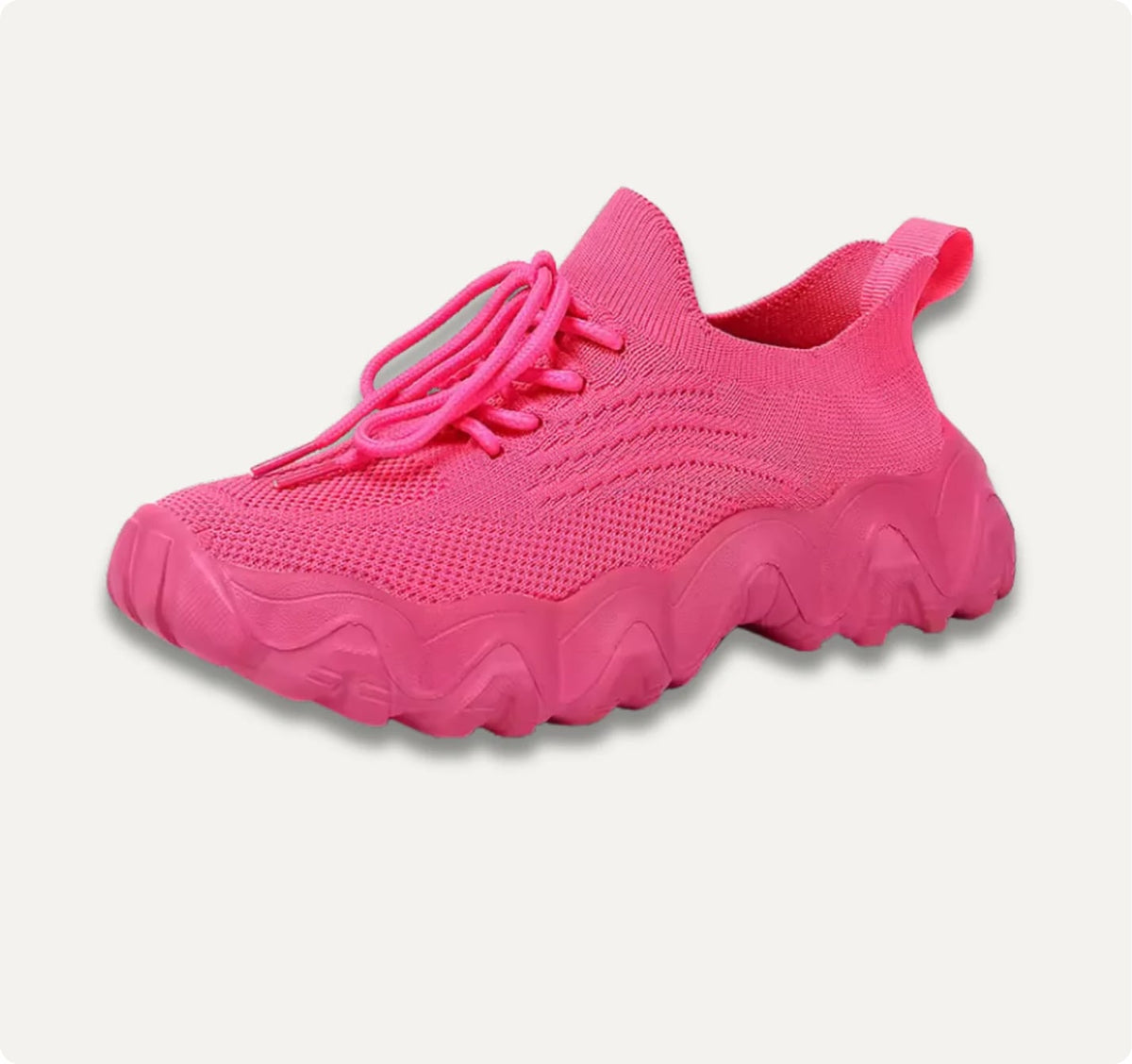 Sock-Knit Walking Trainers with Wide Toe Box, Hot Pink