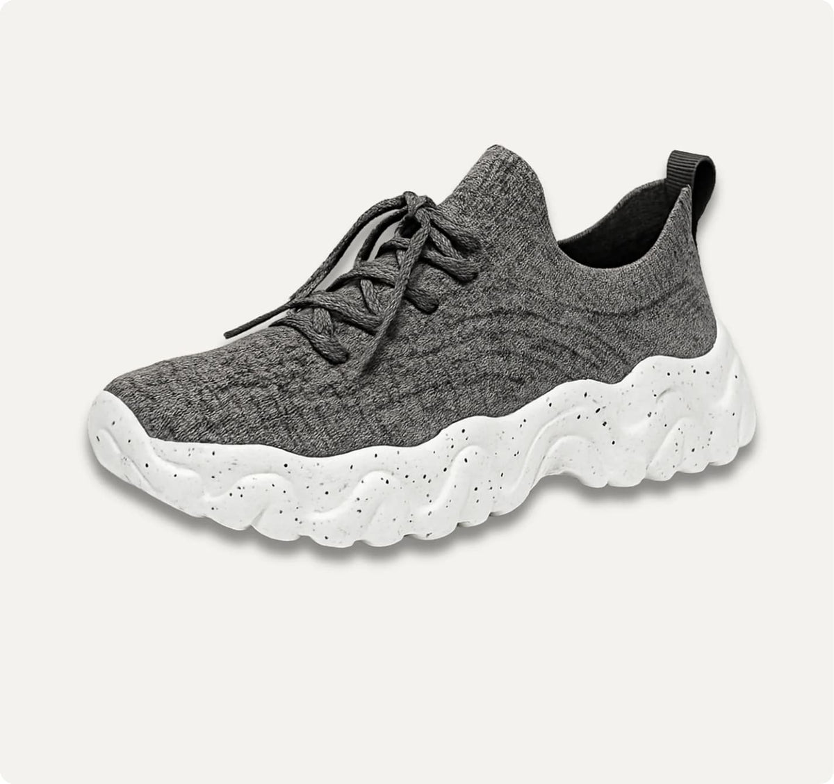 Sock-Knit Walking Trainers with Wide Toe Box, Grey & White