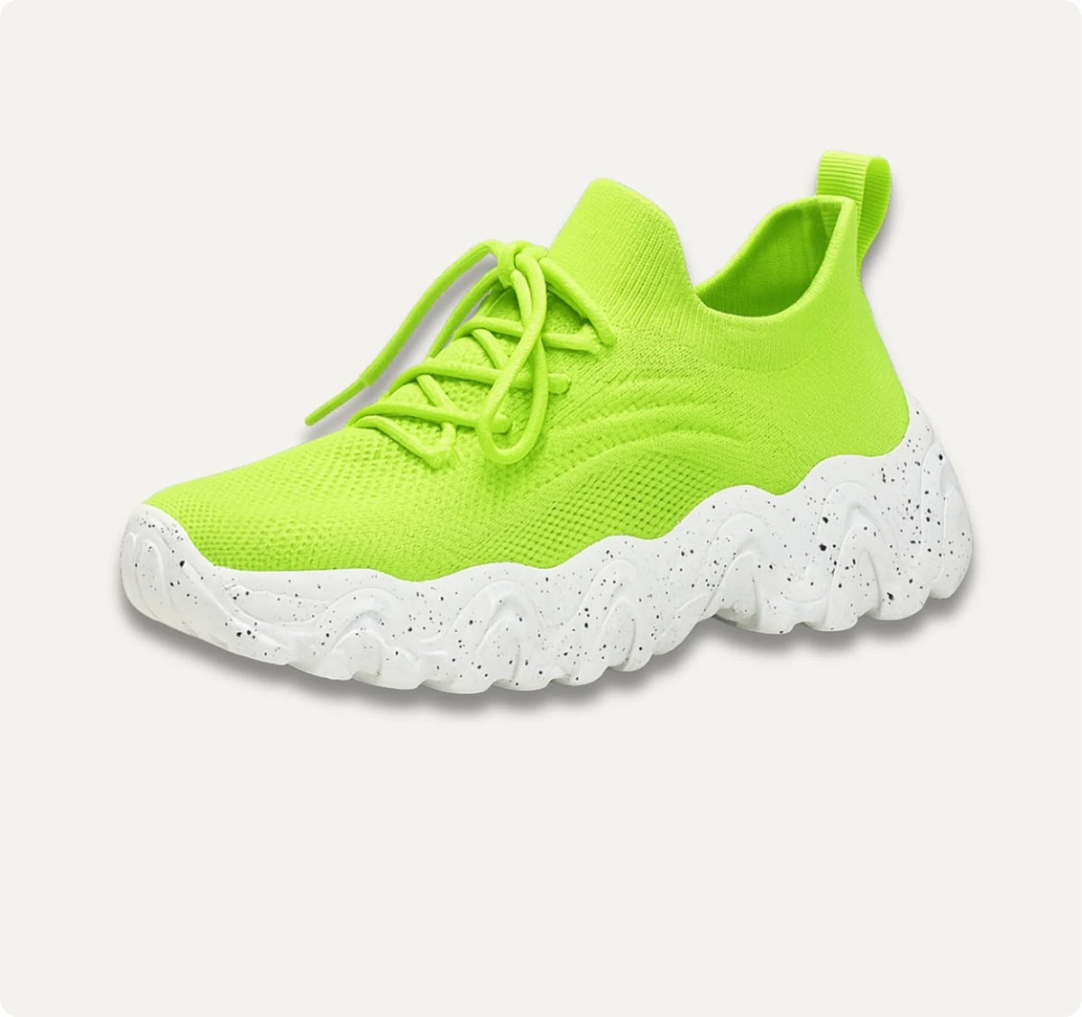 Sock-Knit Walking Trainers with Wide Toe Box, Green & White