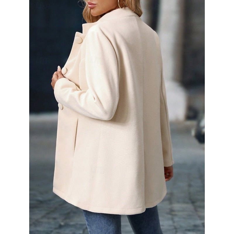 Women's Stand-Collar Tailored Coat with Button Front Image