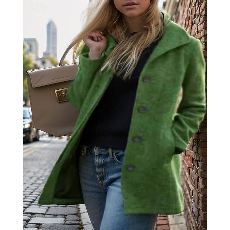 Women's Button-Front Turndown Collar Coat Image