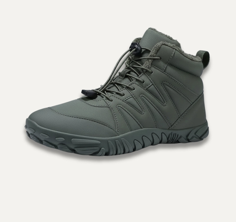 Water-Resistant Barefoot Boots, Faux Fur Lined, Dark Green