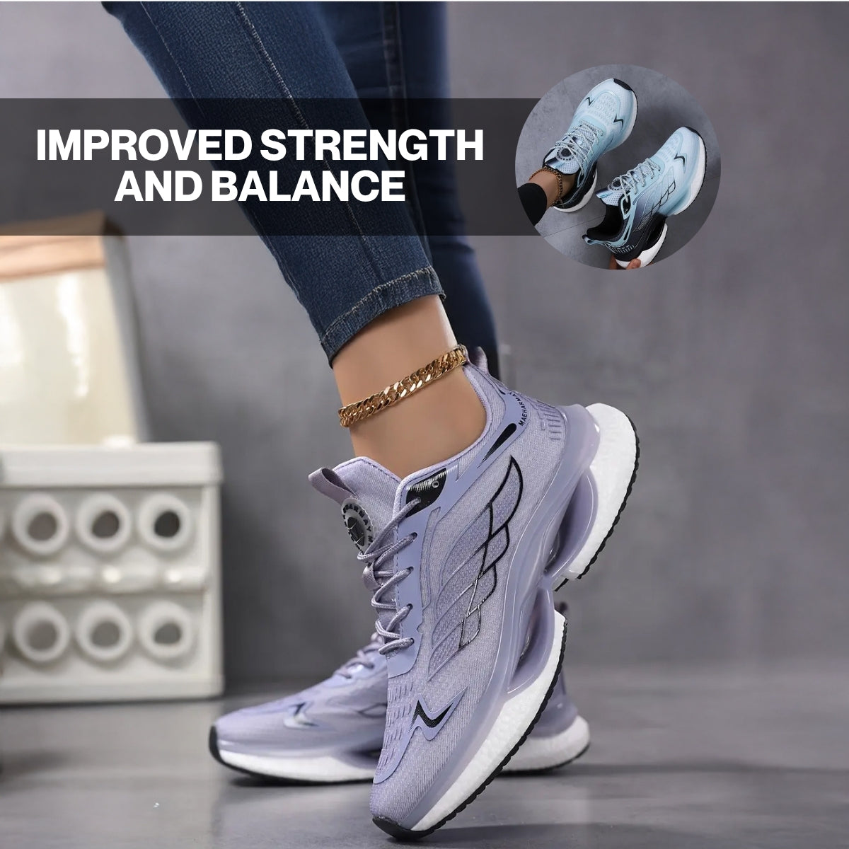 Wide Toe Box Walking Trainers, Cloud Cushioned Sole