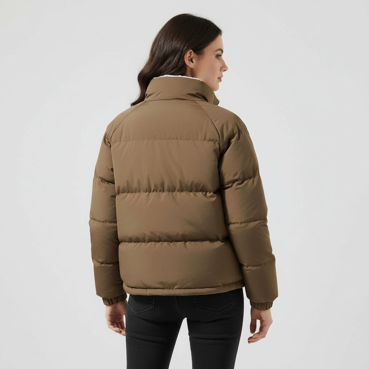 Women's Hooded Puffer Jacket with Fleece Lining Image