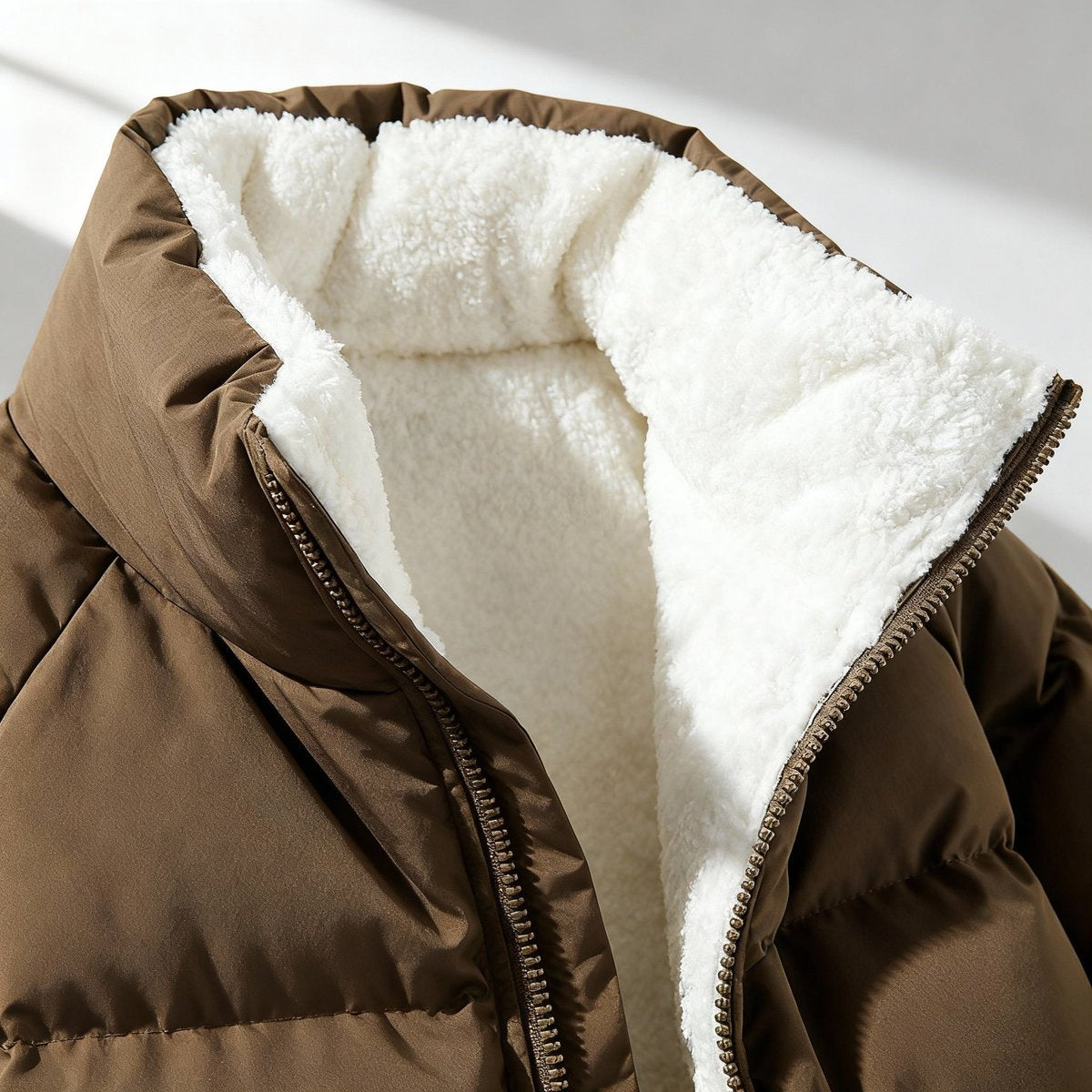 Women's Hooded Puffer Jacket with Fleece Lining Image