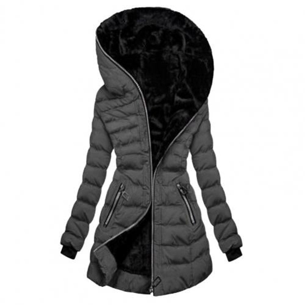 Women's Quilted Winter Coat with Fleece Lining Zip Front