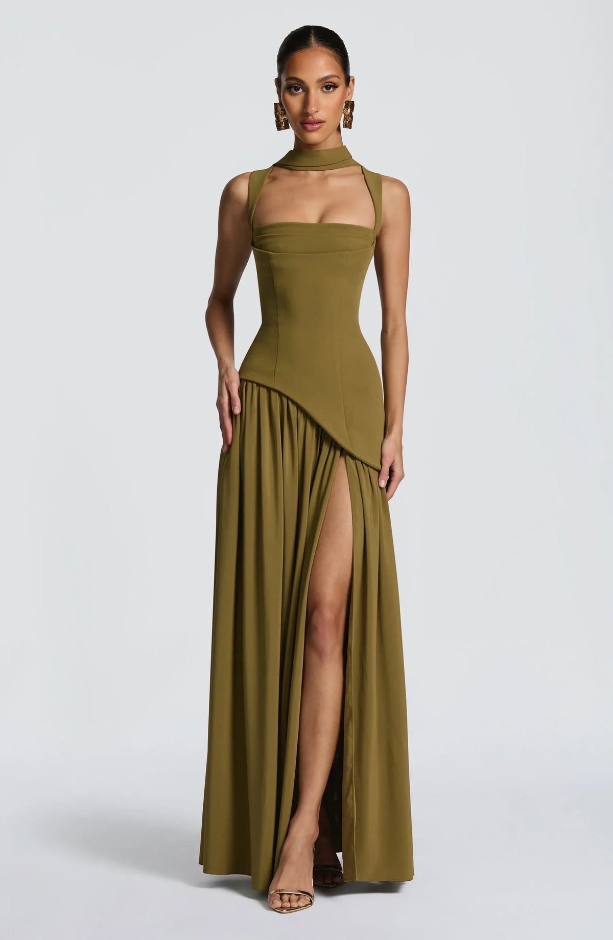 Isabella | Women's A-Line Sleeveless Fitted-Waist Maxi Dress Image